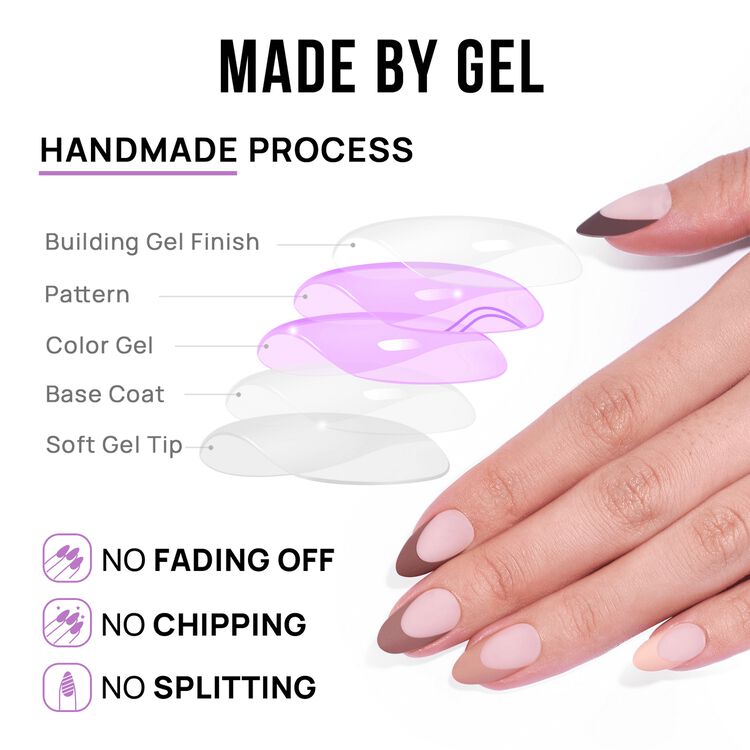 XCOATPRESS Press On Nails Short Almond - Morning Coffee