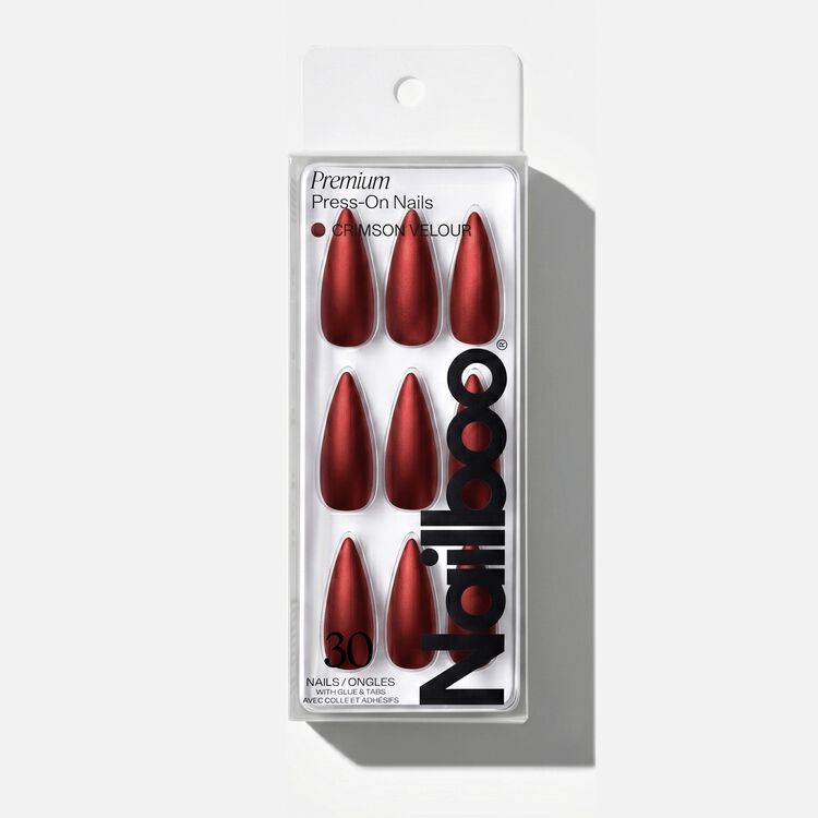 Crimson Velour Premium Press On Nails