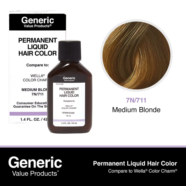 711 Medium Blonde Permanent Liquid Hair Color Compare to Wella® ColorCharm®