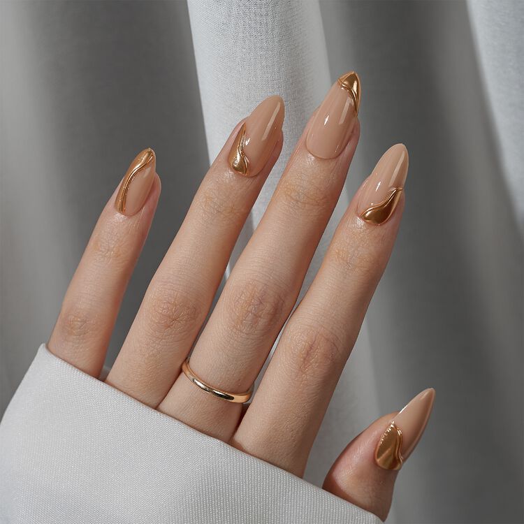 XCOATPRESS Press On Nails Medium Almond - Amber