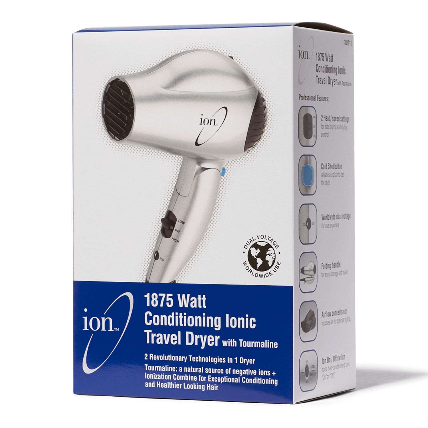 ion Dual Voltage Ionic Travel Hair Dryer