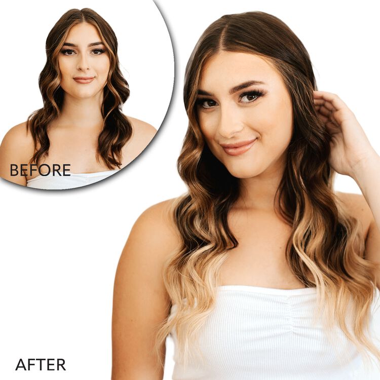 18" Ultra-Seamless Clip-in Hair Extensions Balayage Medium Dark Brown / Light Blonde