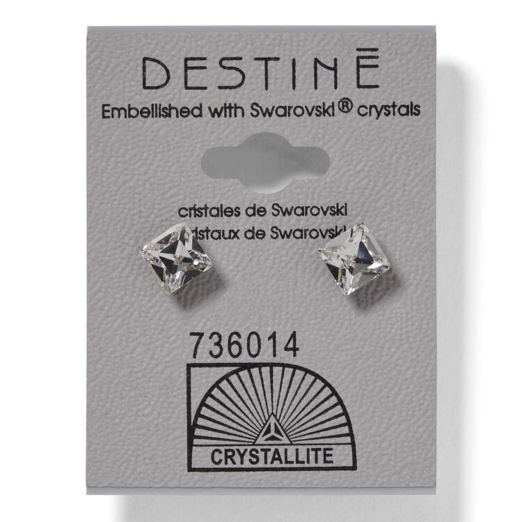 Destine Clear Faceted Square Earrings 6mm