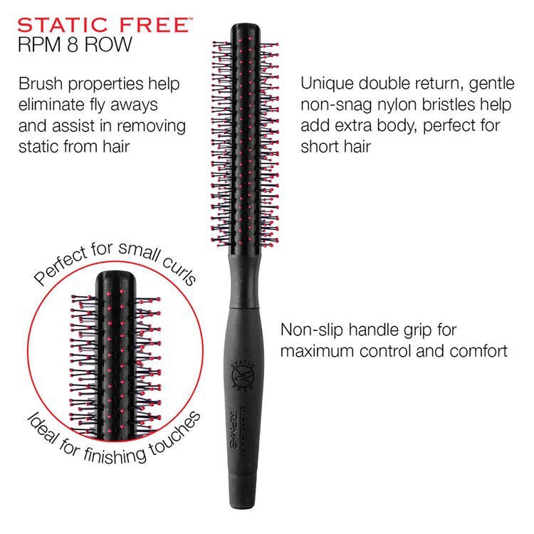 RPM-8 Static Free Round Brush 1/2 Inch