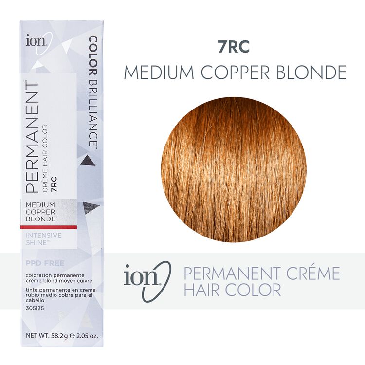 Ion 7RC Medium Copper Blonde Permanent Creme Hair Color by Color Brilliance  | Permanent Hair Color | Sally Beauty