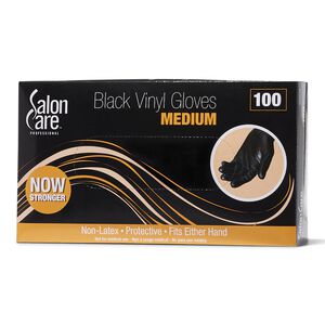 100 Count Black Vinyl Gloves-Medium
