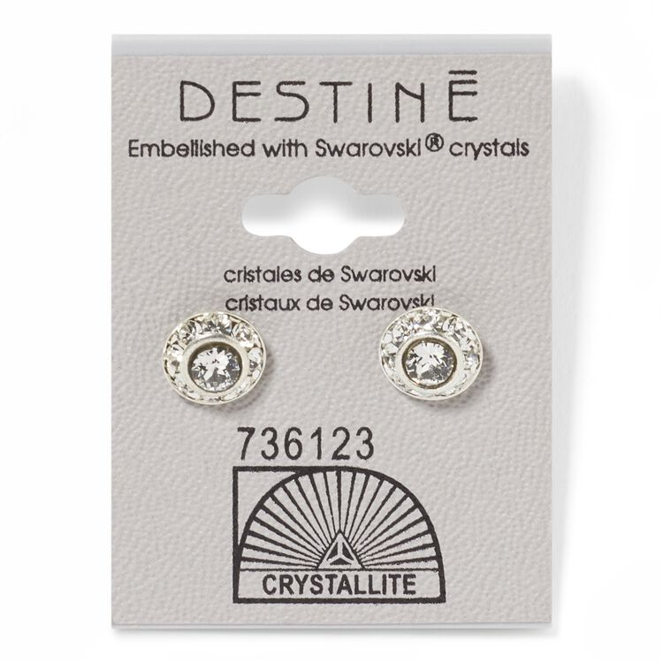 Destine Clear Diamond Cut Earrings 9mm