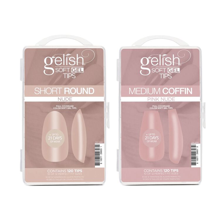 Soft Gel Tips Short Round Nude 120 Count