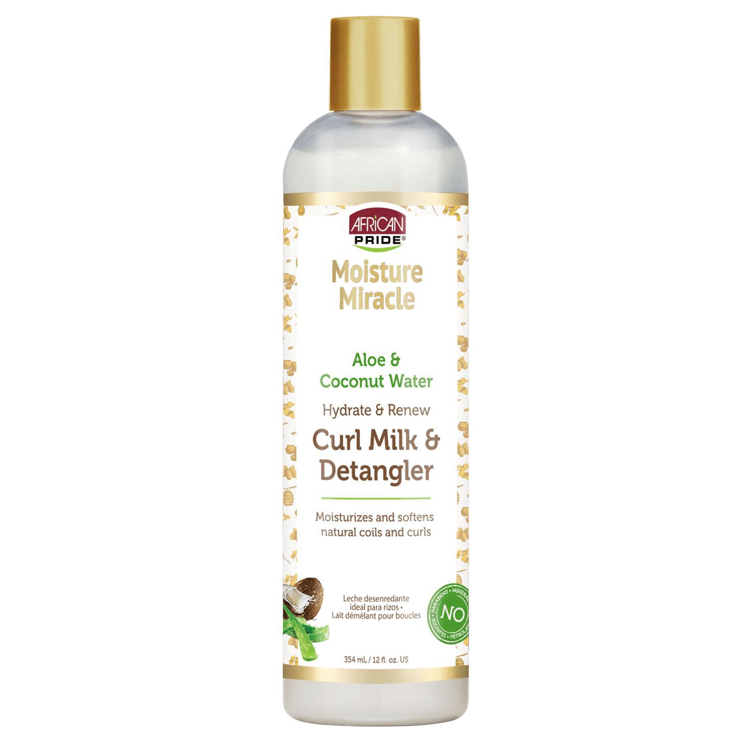 Moisture Miracle Hydrate & Renew Curl Milk & Hair Detangler, For Natural Coils & Curls, Hydrates & Controls Frizz 12 oz