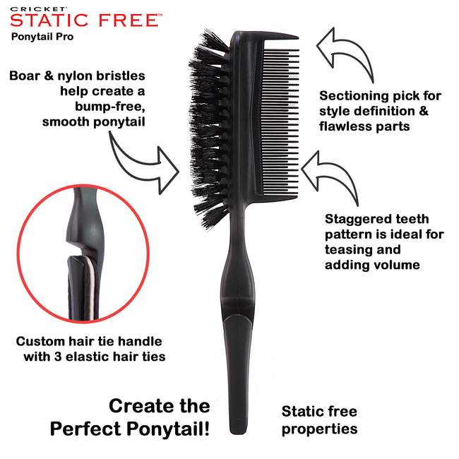 Static Free Ponytail Pro Brush by Cricket Hair Brushes Sally Beauty