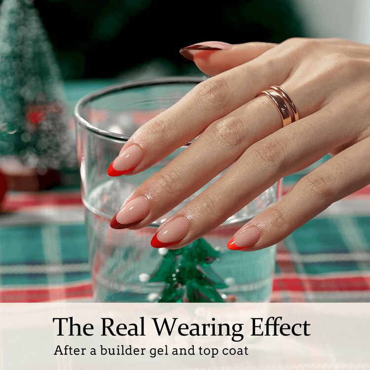 XCOATTIPS® French - Short Almond Red Pastel Tips