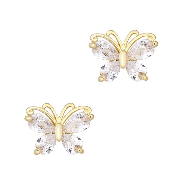 Nail Art Charms Social Butterfly Zircon Charm Gold