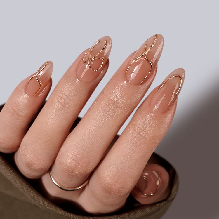 XCOATPRESS Press On Nails Medium Almond - Radiant Ribbons