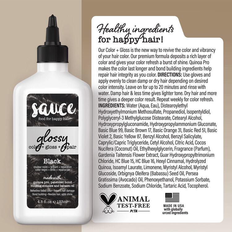 Black Glossy Color & Gloss & Repair Semi Permanent Hair Gloss