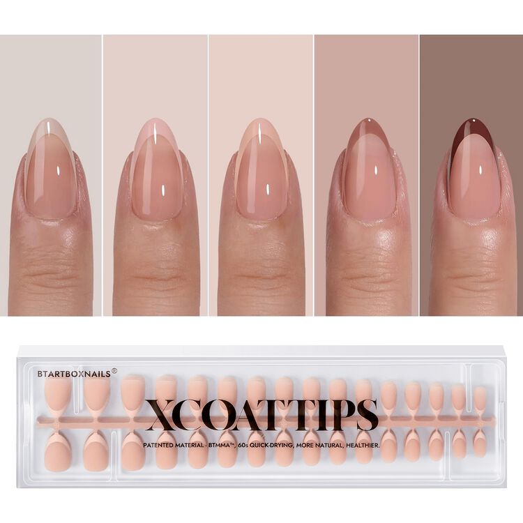 XCOATTIPS® French - Nails Short Almond Brown Pastel Tips