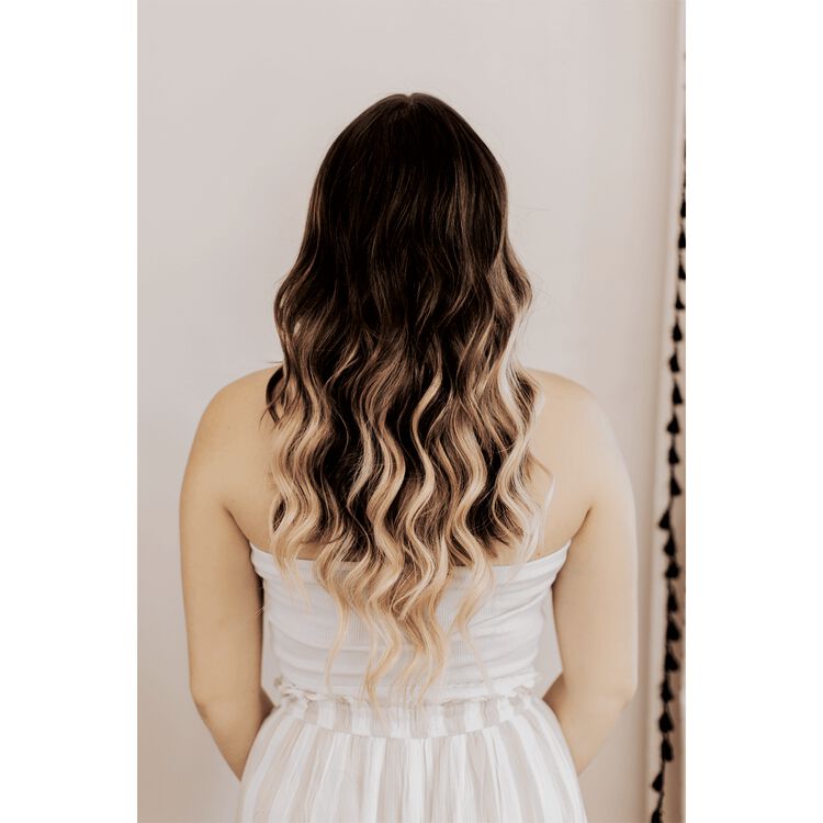 18" Ultra-Seamless Clip-in Hair Extensions Balayage Medium Dark Brown / Light Blonde