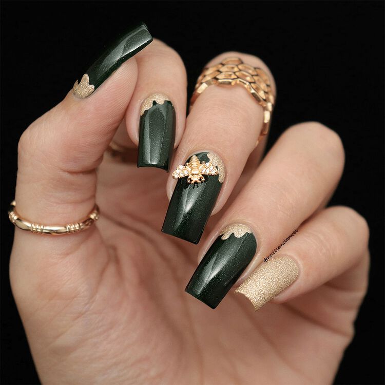 Nail Art Charms Honeybee Zircon Charm Gold