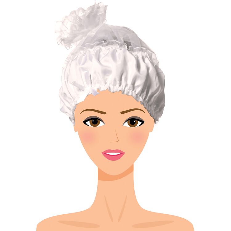 Satin Swirl White Sleep Cap & Bonnet
