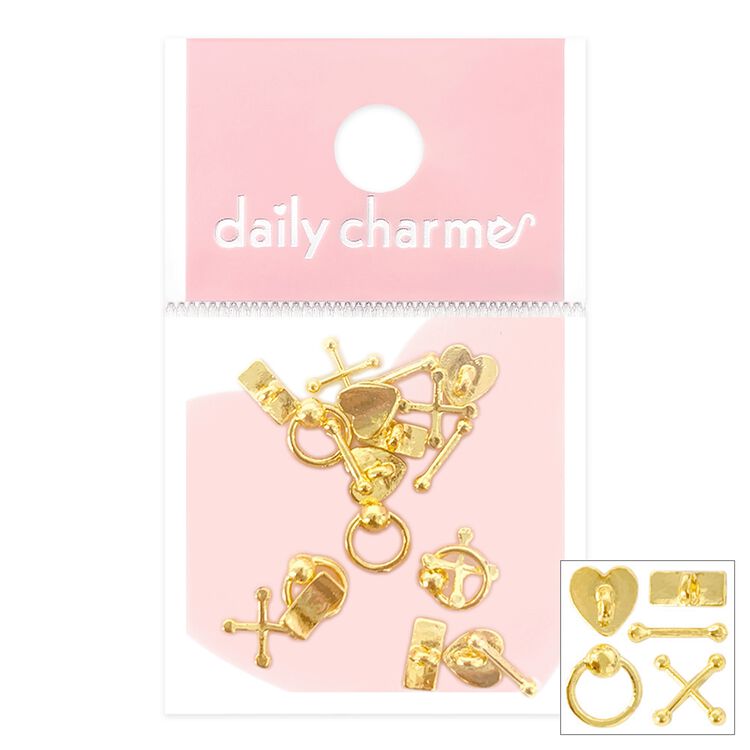 Nail Art Studs Gears Mix Gold