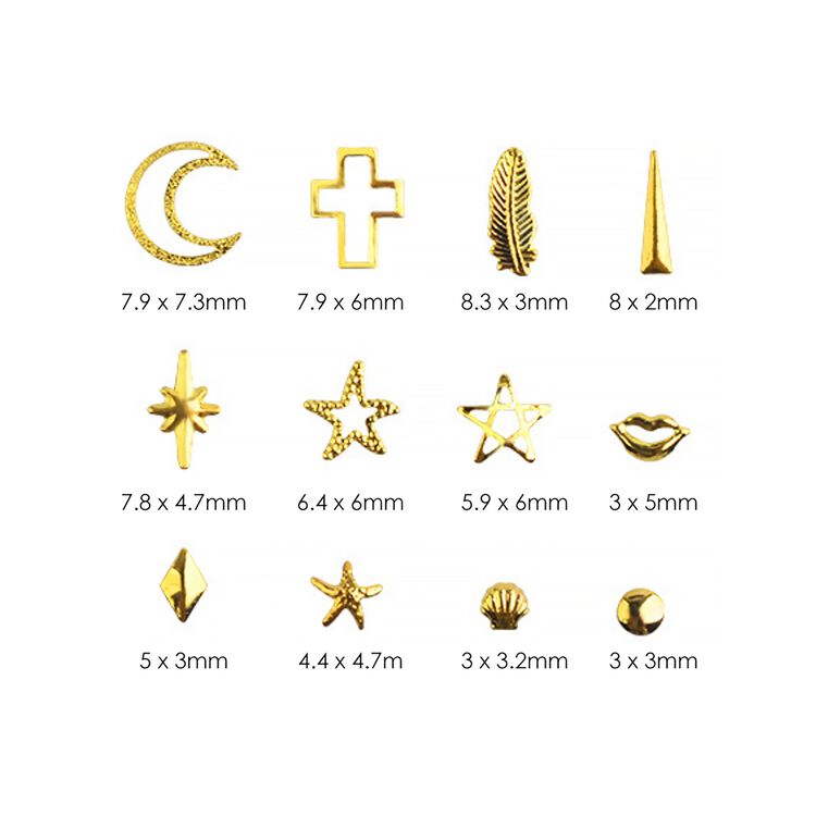 Nail Art Decor Gold Metal Stud Mix Box Set