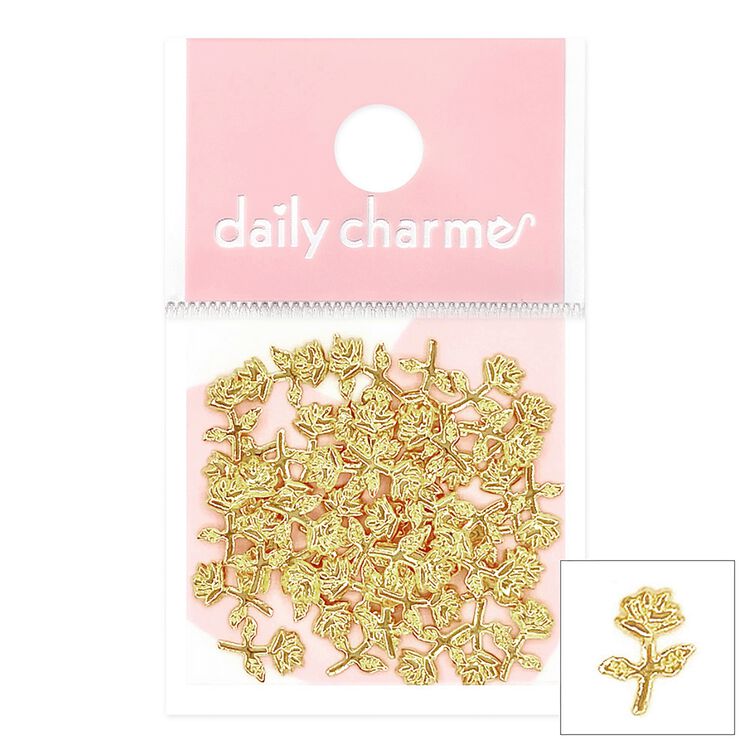 Nail Art Studs Romantic Roses Stud Gold