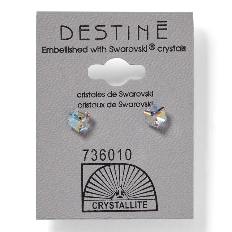 Destine Aurora Borealis Cube Earrings