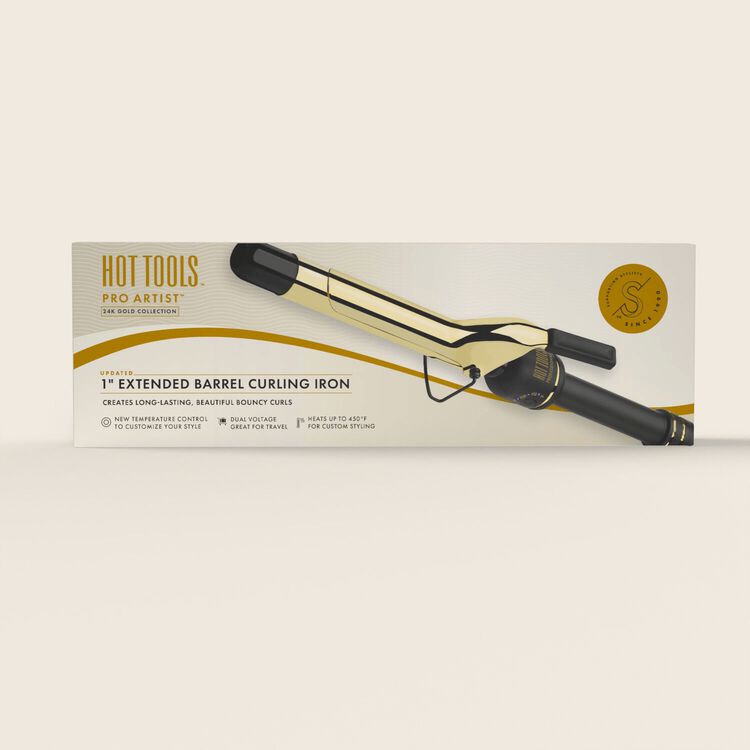 24K Gold Extended Barrel Curling Iron 1 Inch