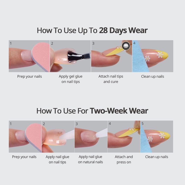 XCOATPRESS Press On Nails Short Almond - White French