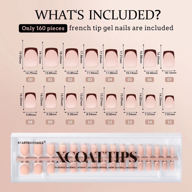 XCOATTIPS® French - Peach Short Square Pastel Tips