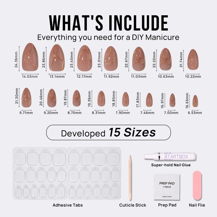 XCOATPRESS Press On Nails Medium Almond - Radiant Ribbons