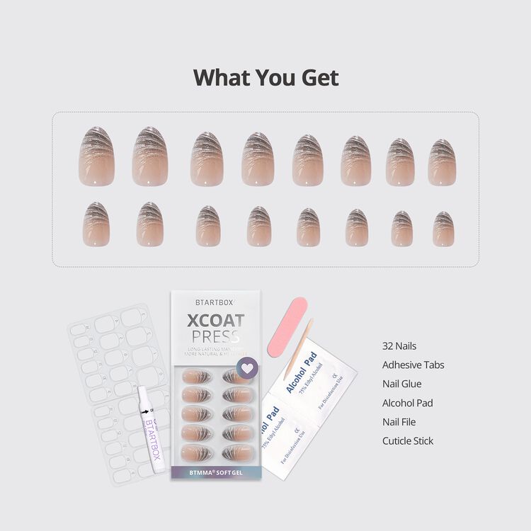 XCOATPRESS Press On Nails Short Almond - Exquiste