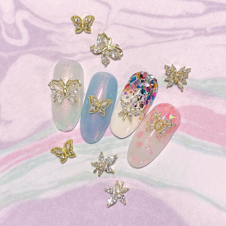 Nail Art Charms Social Butterfly Zircon Charm Gold