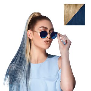 23 Inch Color Splash Ponytail Gold Wheat - Denim Blue