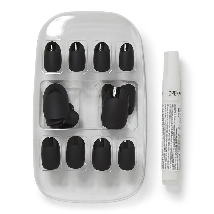 Black Base Shiny French Tip Press On Nails By Bella Nails Sally