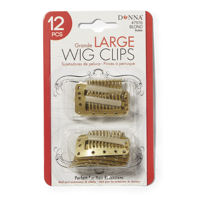 Donna Large Wig Clips, Black, 12 Count
