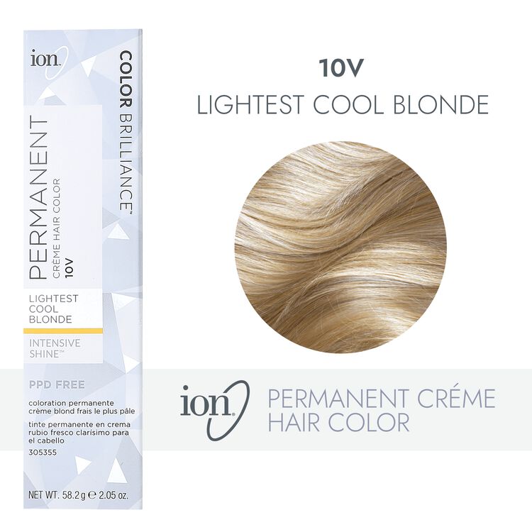 Ion 10V Lightest Cool Blonde Permanent Creme Hair Color by Color Brilliance  | Permanent Hair Color | Sally Beauty