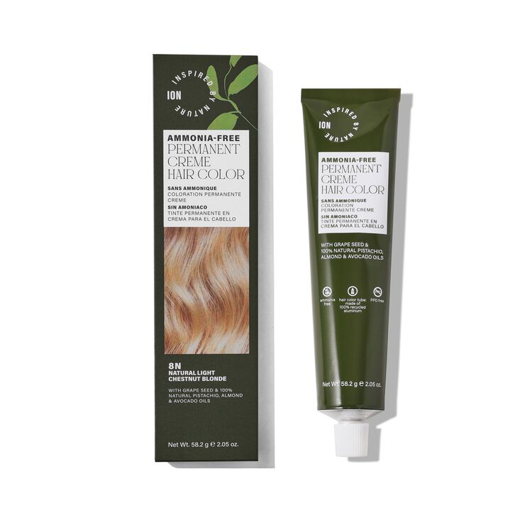 Ammonia-Free Permanent Hair Color Natural Light Chestnut Blonde 8N