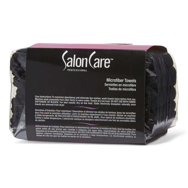 Salon Care Black Microfiber Towels