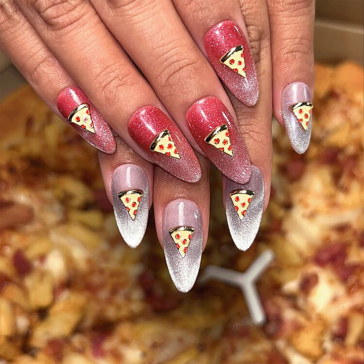 Nail Art Charms Pizza Charm Gold