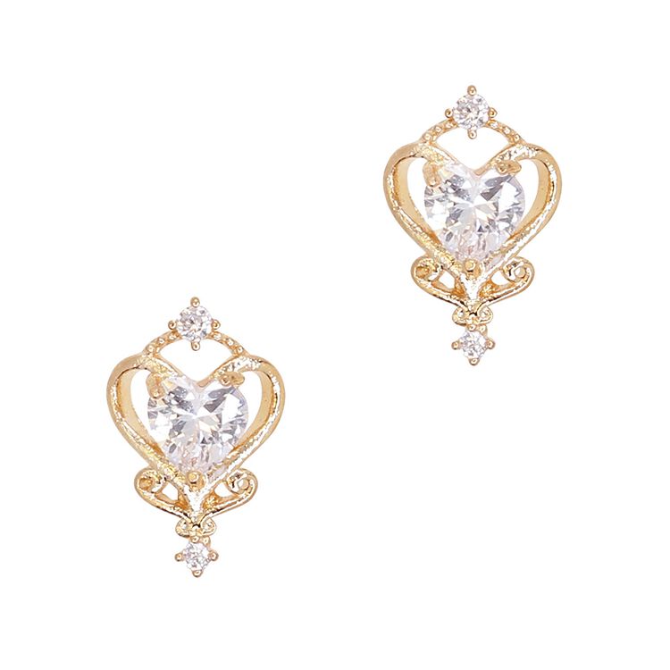 Nail Art Charms Pure Heart Zircon Charm Gold