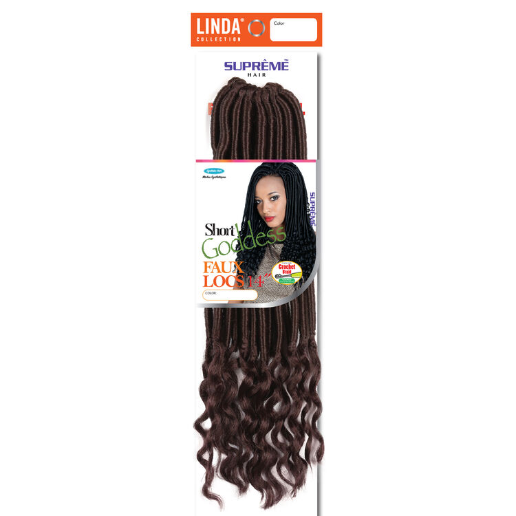 Short Goddess Faux Locs 14 Inch Crochet Hair Dark Auburn