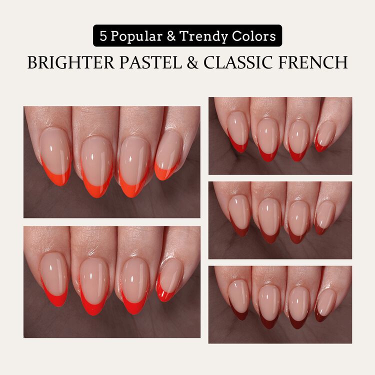 XCOATTIPS® French - Short Almond Red Pastel Tips