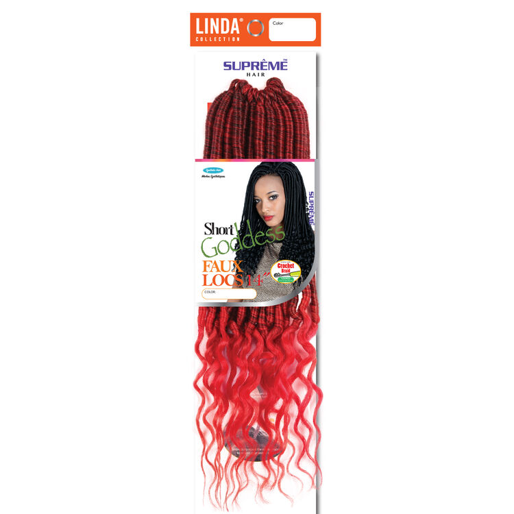 Short Goddess Faux Locs 14 Inch Crochet Hair Black/Red