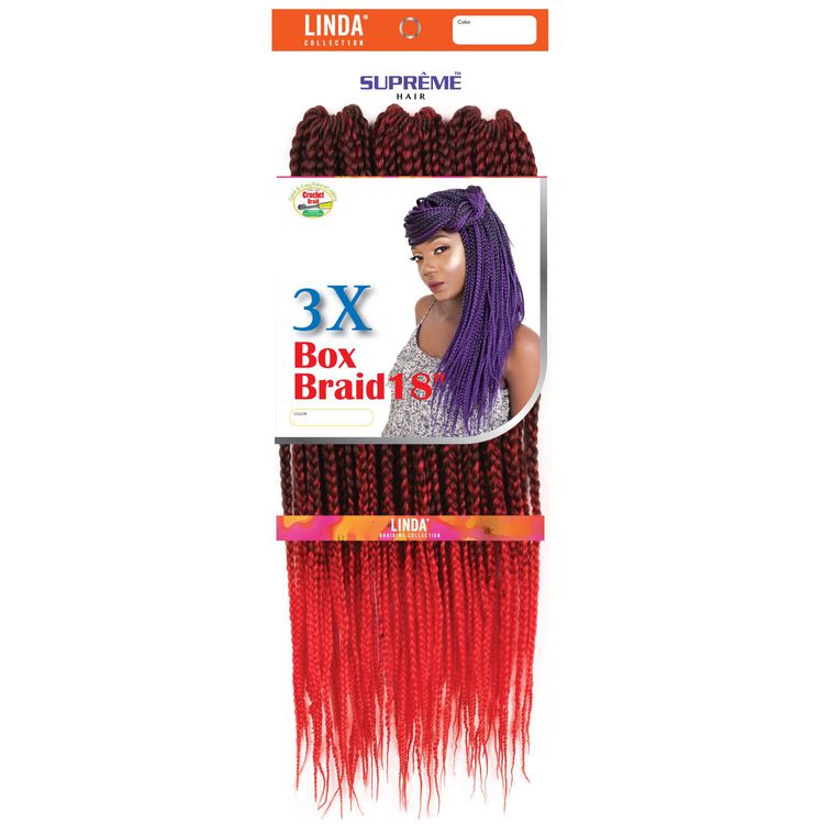 3X Box Braids 18 Inch Crochet Hair Ombre Black/Red