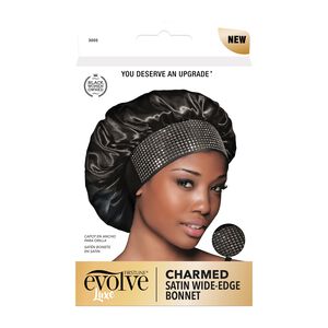 Charmed Satin Wide Edge Bonnet Black