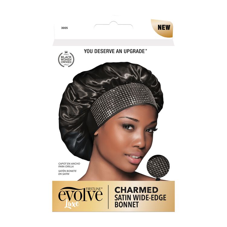 Charmed Satin Wide Edge Bonnet Black