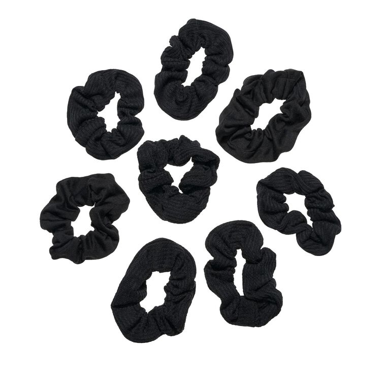 Black Ribbed Scrunchies 8 Count
