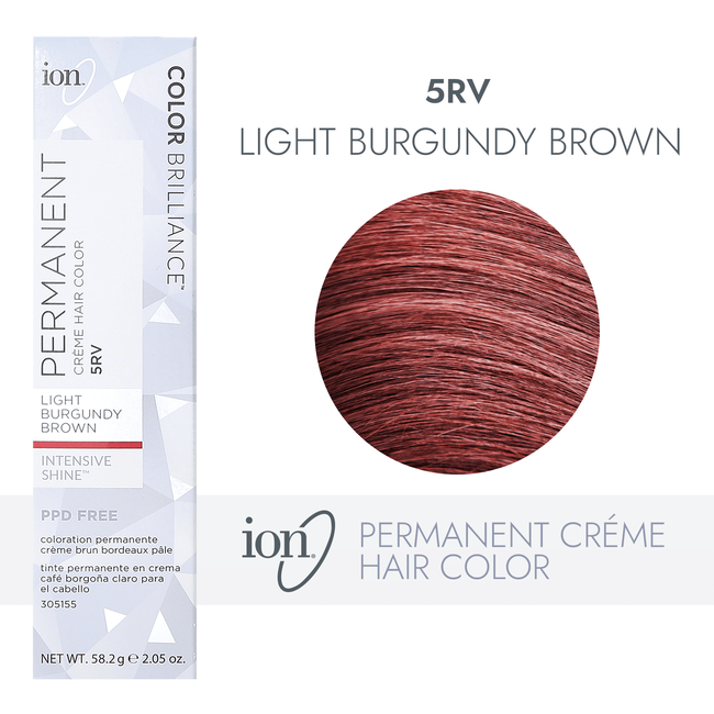 Ion 5RV Light Burgundy Brown Permanent Creme Hair Color by Color