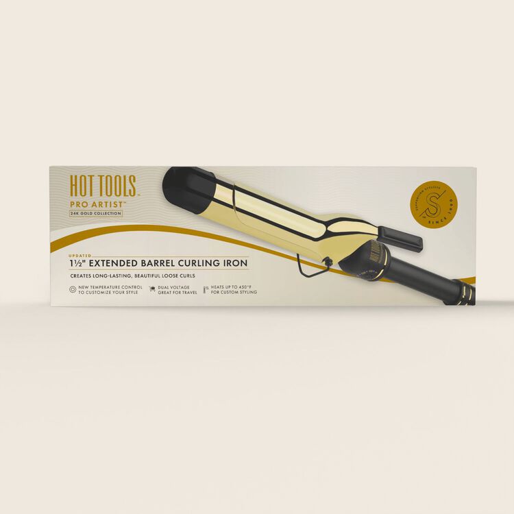 24K Gold Extended Barrel Curling Iron 1 1/2 Inch