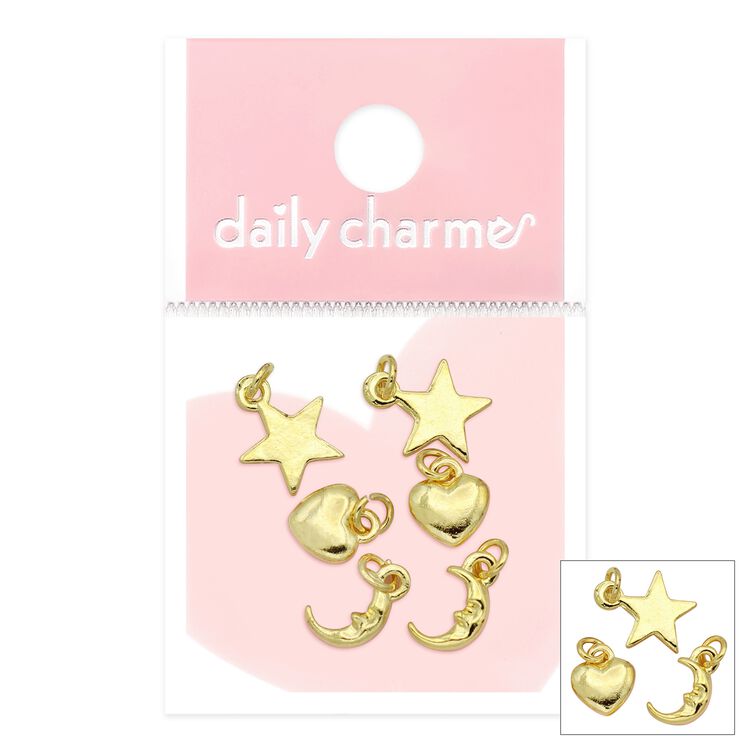 Nail Art Studs Celestial Dangles Mix Gold